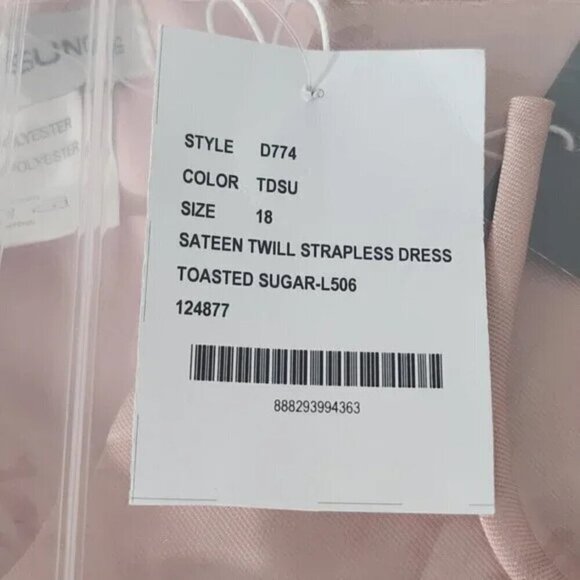 2/$50 Alfred Sung Toasted Sugar Sateen Twill Strapless Dress Size 18 | Elegant - Picture 6 of 7